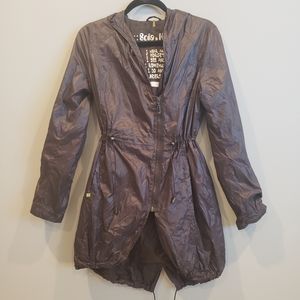 Soia & Kyo Rain Jacket Shell Hooded Moto Long Waterproof Outer Shell Size Medium